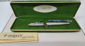 【未使用品】万年筆 PARKER パーカー ペン先585刻印 14K スターリング CAP&BARREL 筆記用具 文房具 ケース付