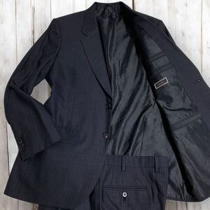 【極美品/極上生地super180s】 Brioni ブリオーニ スーツ セットアップ ジャケット 近年タグ シングル 2B メンズ ブラック サイズXXL