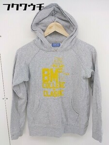 ◇ BEAMS BOY ロゴ 裏起毛 長袖 プルオーバー パーカー (XSサイズ相当) グレー イエロー レディース