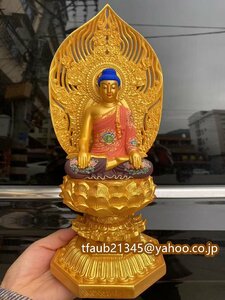 【ケーリーフショップ】釈迦如来坐像　仏像　佛像　仏陀　釈迦牟尼仏　釈迦牟尼世尊＊金塗　仏壇　仏具　仏教 　仏教美術　