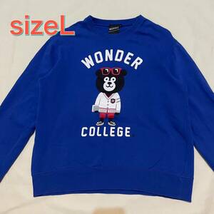 BRAMS T ブルー　スウェット　くま　WANDER COLLEGE 長袖