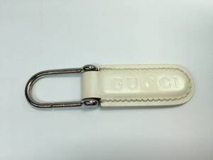 t1093 正規 GUCCI グッチ レザー キーホルダー キーリング バッグチャーム メンズ レディース ホワイト [パケ無料] 