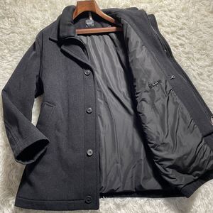 超ド級のXXXL!!!極上カシミヤ!!!【ヒューゴボス HUGO BOSS】化け物スタイル!!! ジャケット コート 中綿◎ ロゴプレート◎ 56◎ 3XL◎