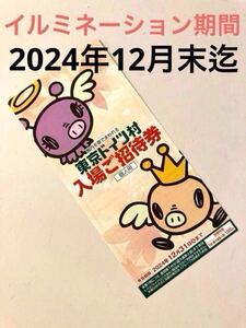 ◆最安即決【送料85円〜複数、速達可能】東京ドイツ村 入場ご招待券 12月31日 割引券 優待券 無料券　チケット　イルミネーション期間①