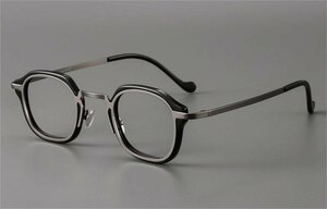 眼鏡フレーム フルリム 金属 チタンメガネ 度数なし ヴィンテージ 男女兼用
