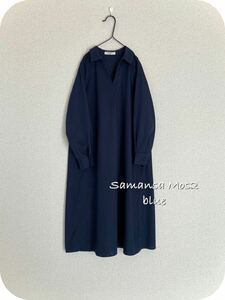 ＊Samansa Mos2 blue＊SM2＊スキッパー衿 シンプルロング丈 ワンピース＊(f1)