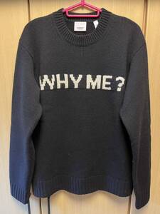 正規 21AW BURBERRY LONDON ENGLAND バーバリー ロンドン by Riccardo Tisci リカルド ティッシ WHY ME ? カシミヤ ニット 黒 XS 8023661