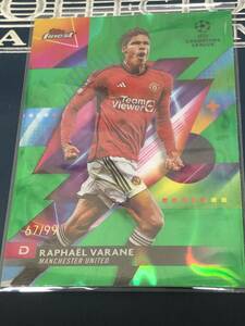 2023-24 Topps Finest UEFA Club Competitions Raphael Varane Manchester United Green Lava Refractor Base カード パラレル　/99枚限定