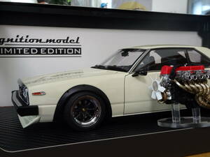 ☆イグニッション☆WEB限定80台☆IG3233☆1/18 Nissan Skyline 2000 GT-ES (C210) White With Engine☆ジャパン☆ワタナベ仕様