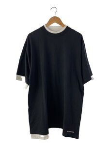 BALENCIAGA◆ロゴ刺繍 レイヤードBIG Tシャツ/XS/コットン/BLK/644693 TIVG6