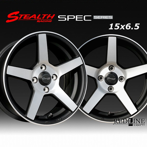 ■ ステルスレーシング SPEC-02 ■　幅広リム＆コンケイブ形状　15x6.5J　チューニング軽四他　KENDA KR23A 165/55R15 タイヤ付4本セット