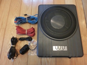 wudi car audio 10インチ 薄型 アンプ内蔵 リモコン付 サブウーハー 600W 配線おまけ 中古 carrozzera ALPINE KENWOOD KICKER