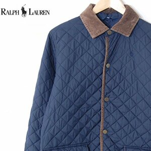 ポロ ラルフローレンPolo by Ralph Lauren■キルティング ジャケット 襟コーデュロイ ロゴ入りスナップボタン■160■ネイビー ※NK4328321