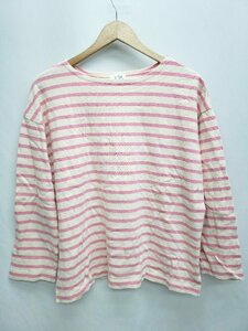◇ LOWRYS FARM ローリーズファーム ボーダー Tシャツ カットソー サイズF ベージュ ピンク レディース P