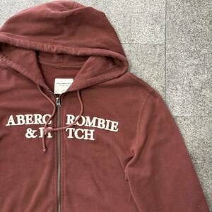 Abercrombie＆Fitchアバクロンビー&フィッチ メンズ刺繍 LOGOジップアップ パーカーXLサイズ