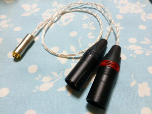 4.4mm5極 (メス) → XLR コネクタ 3ピン×2 変換ケーブル 6N純銀撚り線 + PureOCC 八芯 ブレイド編み込み 高品質 トープラジャック 50cm