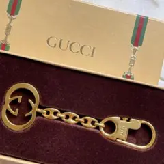 GUCCI オールドグッチ GGロゴキーホルダー ゴールド イタリア製