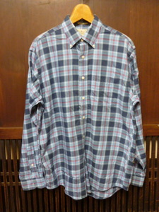 USA古着　90s L.L.Bean シャツ M U.S.Navy Tartan タータン チェック 青 長袖 エルエルビーン ネイビー