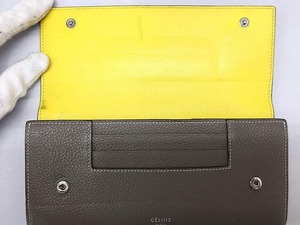 セリーヌ CELINE 長財布 グレージュ/内側 イエロー