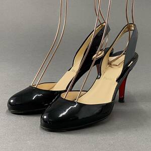 ♪2f15① イタリア製 クリスチャンルブタン Christian Louboutin ピンヒール ヒールパンプス パテントレザー バックストラップ サイズ34.5