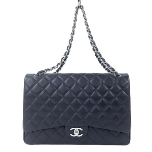 シャネル CHANEL デカマトラッセ34 A58601 18番台 ネイビー/SV金具 キャビアスキン ショルダーバッグ レディース 中古