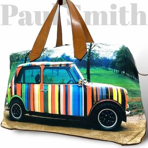 ポールスミス　Paul Smith 大容量　ボストンバッグ　トートバッグ　肩掛け　キャンバス　車　マルチカラー　メンズ　レディース　旅行