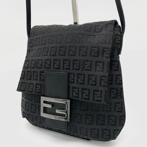 【美品】FENDI ショルダーバッグ　マンマ　キャンバス　ズッキーノ　レザー