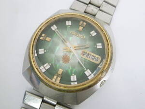 66168◆腕時計 SEIKO/セイコー advan/アドバン カットガラス 7019-7230 緑文字盤 自動巻き/オートマチック デイデイト 3針◆