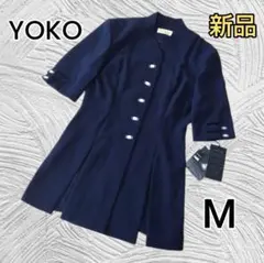 【新品YOKO】ネイビー 昭和レトロ 半袖 ノーカラー ジャケット 9号