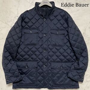 美品/XL★ エディーバウアー Eddie Bauer キルティング ダウンジャケット ブルゾン コート 大きいサイズ 650FP ネイビー 紺 メンズ