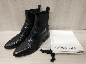 【保存袋付き】3.1 Philip Lim フィリップ リム ショートブーツ サイドゴア エナメル サイズ37 ブラック 黒 レディース