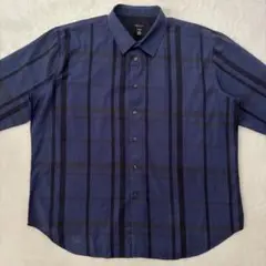 VAN HEUSEN カジュアルシャツ ネイビー チェック柄2XL