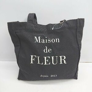 ◇ Maison de FLEUR メゾン ド フルール ロゴプリント トートバッグ ブラック ホワイト レディース E