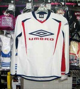 アンブロ UBA7746Jかっこいい長袖白×紺 ホワイト×ネイビー160cm ジュニア キッズ 子供 umbro 新品 レトロ 即決価格/