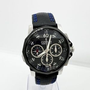 2938 コルム CORUM アドミラルズカップ チャレンジ44 01.0075 2264499 クロノグラフ 裏スケ 自動巻 AT SS 革 ブラック文字盤 稼働品