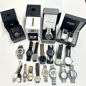 Q233-00011 腕時計 まとめ売り 20点 GUCCI ice watch EMPORIO ARMANI GUESS 手巻き デジタル 稼働品あり