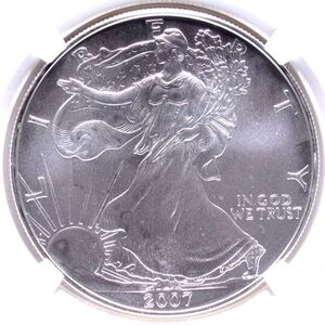 『最高鑑定』2007年 アメリカ 1ドル銀貨 シルバーイーグル NGC MS70 Silver Eagle[FS122010]