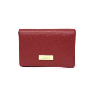 美品◆FURLA フルラ カードケース◆ レッド レザー レディース 名刺入れ パスケース 服飾小物