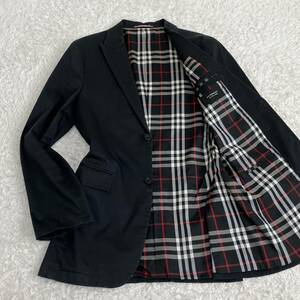 【美品/希少LL】バーバリーブラックレーベル BURBERRY BLACKLABEL テーラードジャケット ノバチェック メンズ ビジネス ブラック 黒 XL