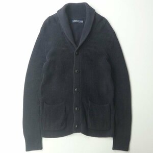 POLO RALPH LAUREN ラルフローレン 上質 コットンニット ショールカラー カーディガン ネイビー 紺 XS(JP:S)【参考価格￥38,000-】-