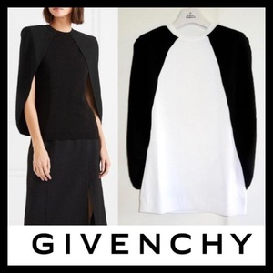 ● GIVENCHY ジバンシー トップス ケープ付 ブルゾン ブラウス 黒/白 XS 新品 イタリア製 エレガント 変形ブラウス