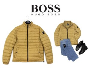 12万新品◆50=M～L◆BOSS ヒューゴボス 中綿キルティング ハイネックフロントジップジャケット『Chorus』濃ベージュ 1円