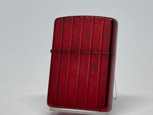 送料無料 ZIPPO[ジッポー]両面加工アーマーランダムウェーブカットRD タテ クリアレッドコーティング162RWCA