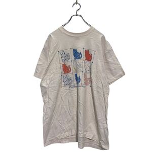 FRUIT OF THE LOOM 半袖 プリントTシャツ XL レディース ライトピンク USA製 シングルステッチ 猫 古着卸 アメリカ仕入 a604-5014