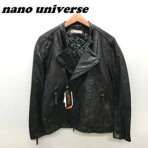 未使用品 /S/ オイルドレザー セミダブル ライダース レザー アウター ブラック nano universe ナノユニバース バイク ツーリング タグ付き