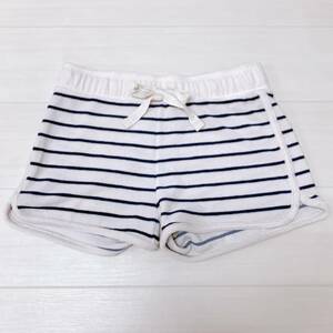 S528 ★美品★ UNIQLO ユニクロ レディース ショートパンツ かわいい M 白 ボーダー 上品 人気 裾スリット ウエストゴム/紐有 ポケット有