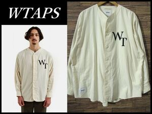 ◆ 即完売 WTAPS ダブルタップス 22AW 222TQDT-SHM05 League 02 / LS / Cotton. Twill. League 長袖 フランネル ベースボール シャツ 白 03