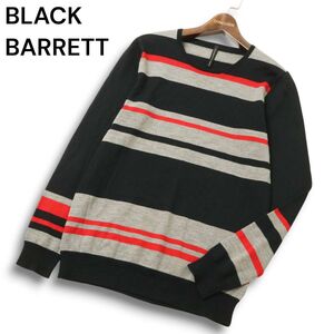 BLACK BARRETT ブラックバレット ニールバレット 秋冬 ウール100％★ ボーダー ニット セーター Sz.2　メンズ　C4T11414_C#K