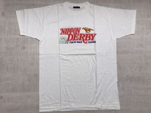 新品 第63回 東京優駿 日本ダービー 1996年 東京競馬場 競馬 競走馬 オールド 平成レトロ 古着 半袖Tシャツ カットソー メンズ L 白