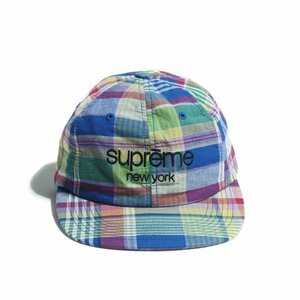 M4946f13　■Supreme シュプリーム■　USA製 15SS Madras classic logo 6-Panel キャップ マドラスチェック / マルチ アメリカ製 春夏